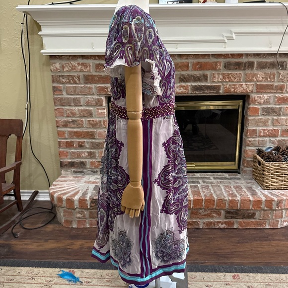 100% Silk Nicole by Nicole Miller Y2K Purple and Blue Paisley Dress / 10 / EUC - Picture 5 of 9